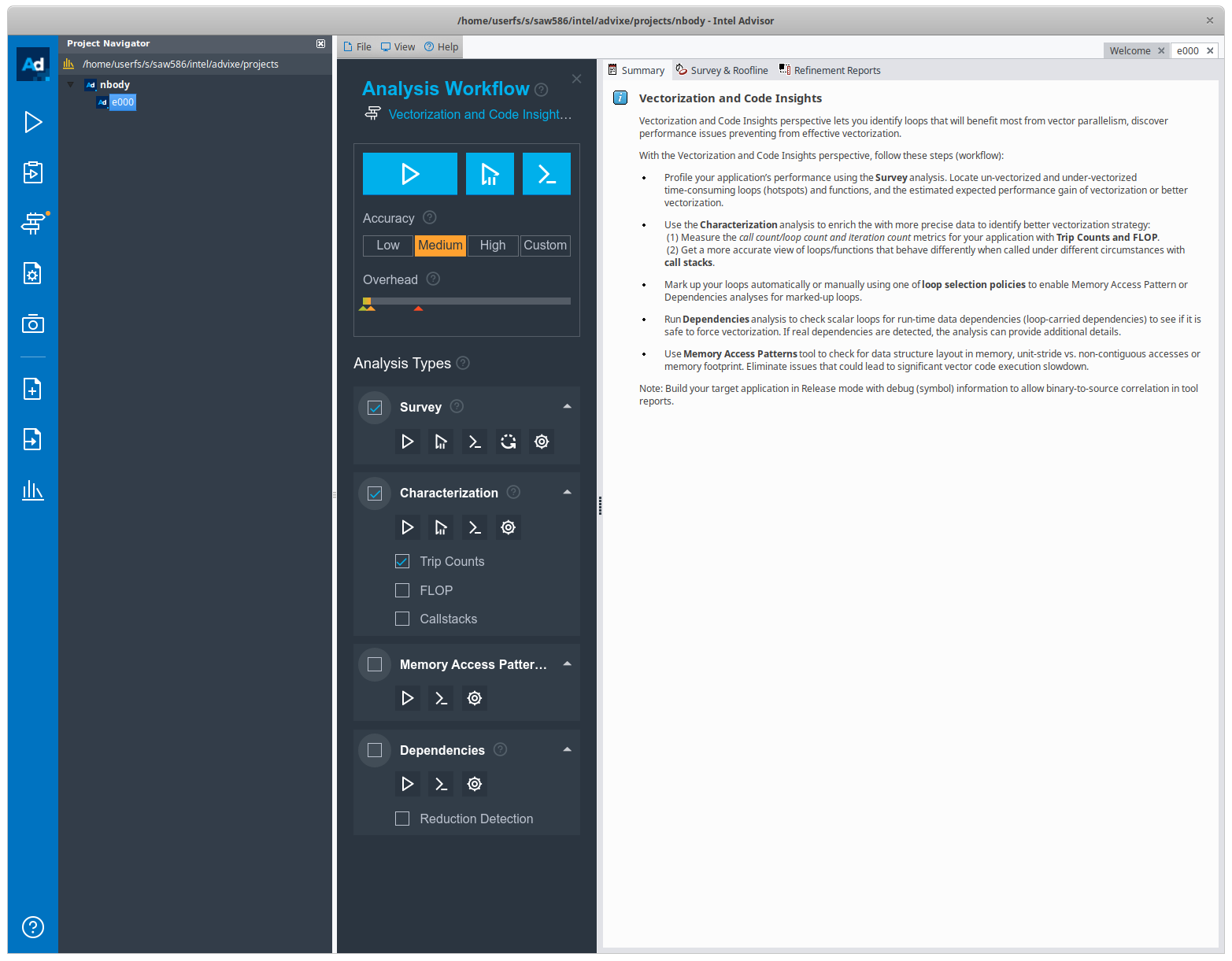 Analysis workflow, choosing accuracy leve