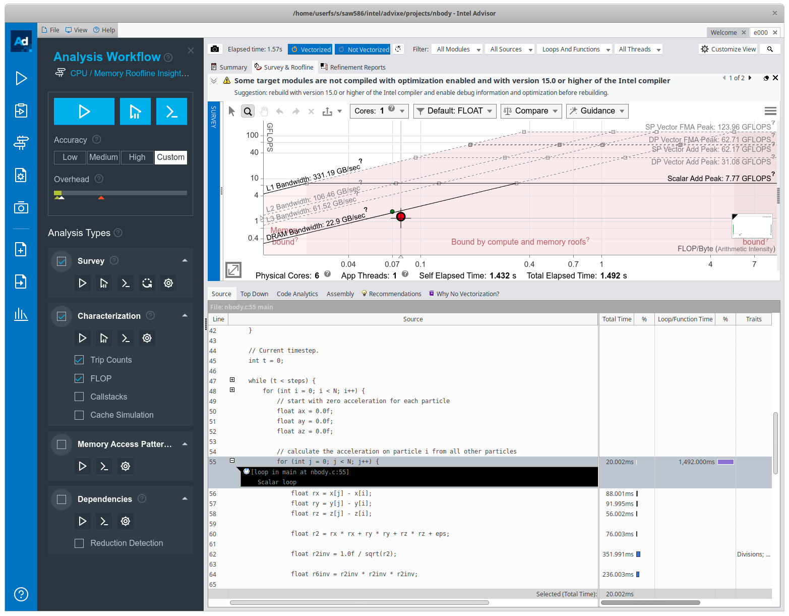 Performing a Roofline Analysis in Intel Advisor